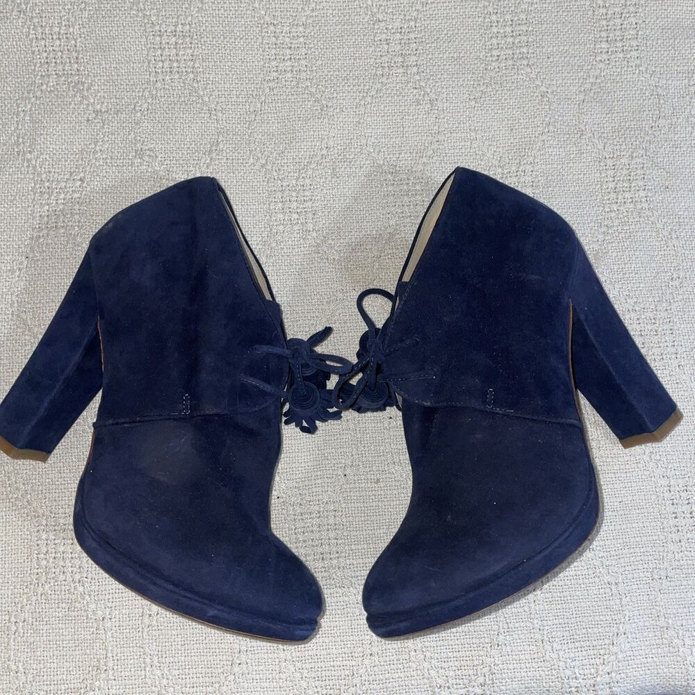 Cole Haan Women’s Heeled Booties Size 7.5 B Navy Blue Leather Business Formal